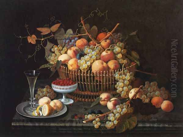 Still Life with Fruit and Vase Oil Painting by Severin Roesen