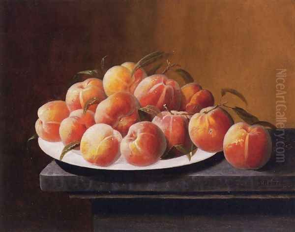 Peaches with Dew in a Bowl Oil Painting by Severin Roesen