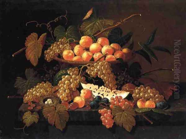 Still Life with Fruit and Nest Oil Painting by Severin Roesen