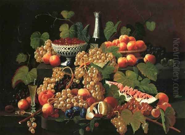 Still Life with Fruit and Champagne I Oil Painting by Severin Roesen