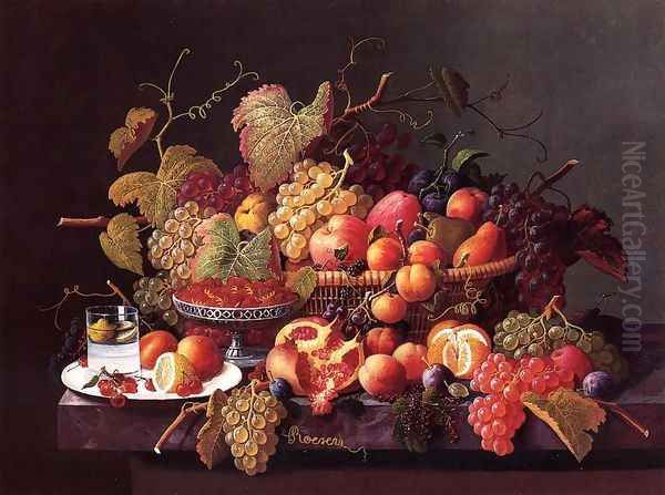 Still Life with Pomegranates Oil Painting by Severin Roesen