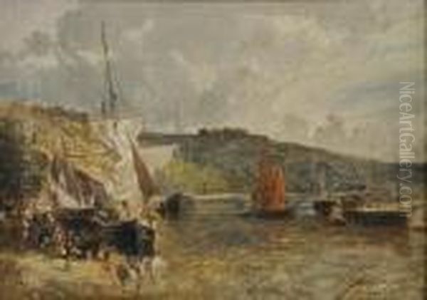 Hennebon, Le Port Oil Painting by Jules Achille-Noel