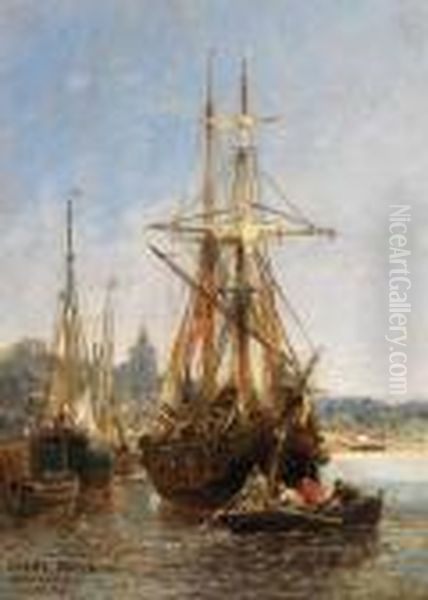 Hafen In Der Bretagne Oil Painting by Jules Achille-Noel