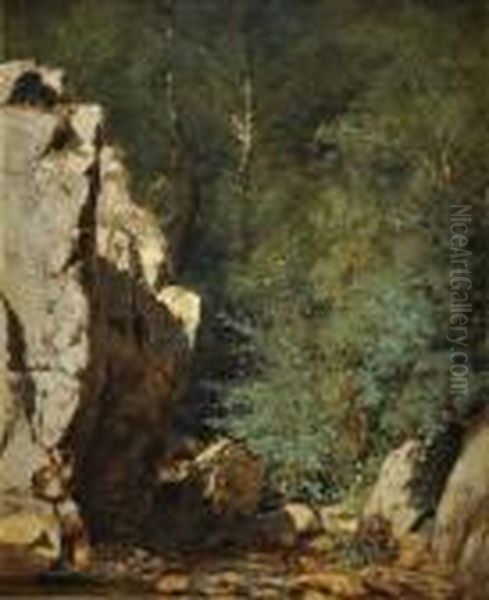 Le Torrent Et Les Rochers Oil Painting by Jules Achille-Noel