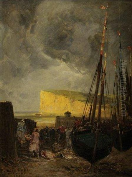 Le Treport, Coin Du Port Oil Painting by Jules Achille-Noel