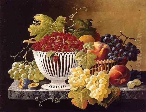 Still Life with Strawberry Basket Oil Painting by Severin Roesen