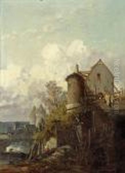 Moulin Aux Environs De Vannes Oil Painting by Jules Achille-Noel