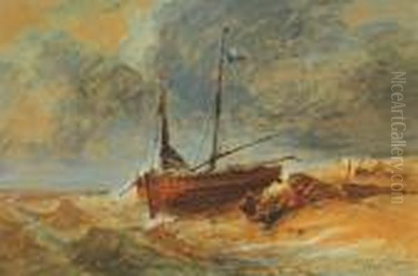 Bateau De Peche Oil Painting by Jules Achille-Noel