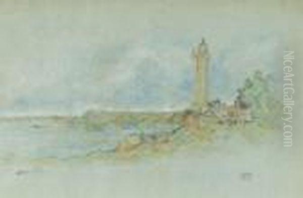 Phare En Bretagne Oil Painting by Jules Achille-Noel