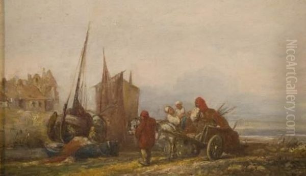 Barque Sur La Greve Oil Painting by Jules Achille-Noel