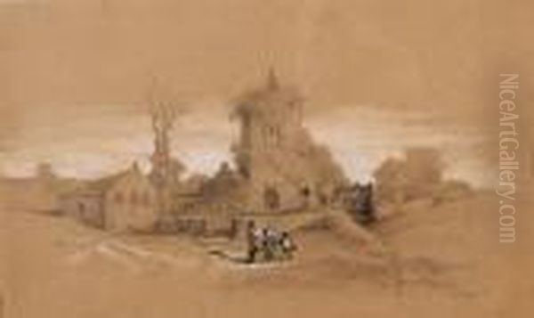 Bretonnes Devant Une Eglise Du Morbihan Oil Painting by Jules Achille-Noel