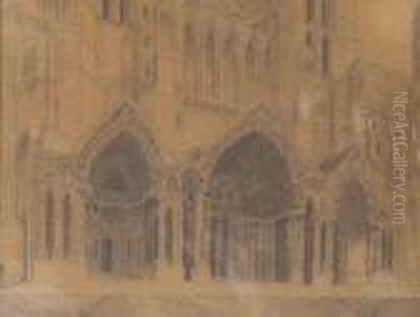 Portail De La Cathedrale De Chartres Oil Painting by Jules Achille-Noel