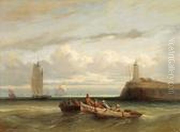 Voiliers En Rade De Brest Oil Painting by Jules Achille-Noel