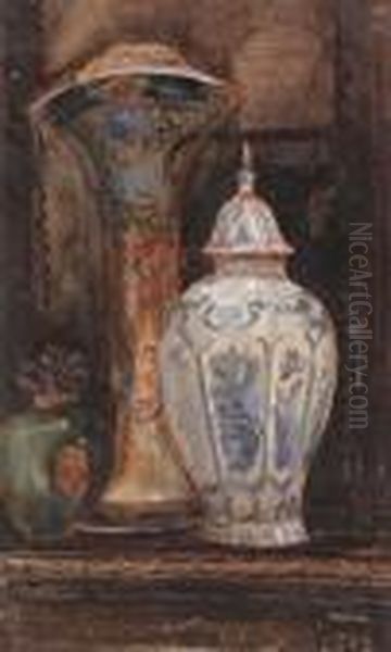 La Porcelaine Bleue Oil Painting by Jules Achille-Noel