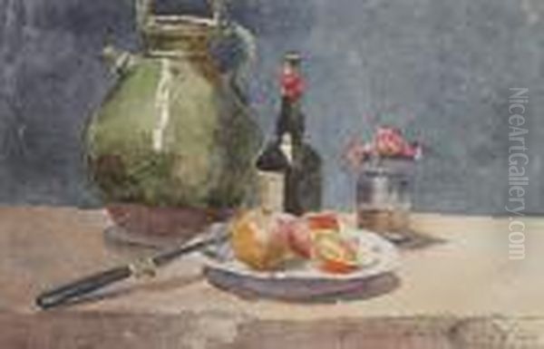 Composition Au Pichet Et Aux Fruits Oil Painting by Jules Achille-Noel