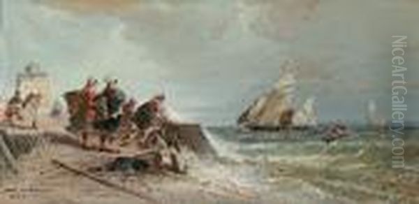 Depart De Peche Oil Painting by Jules Achille-Noel