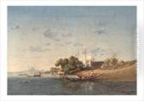 Constantinople, Barque Sur Le Bosphore Oil Painting by Jules Achille-Noel