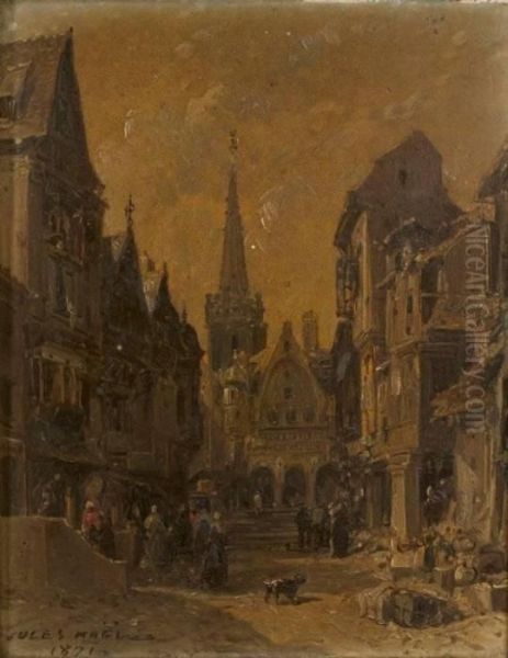 Devant L'eglise Oil Painting by Jules Achille-Noel