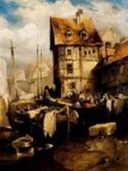 Village De La Cote Normande Oil Painting by Jules Achille-Noel