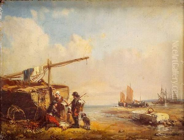 Retour De Peche Oil Painting by Jules Achille-Noel