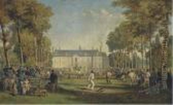 A Ball Game At Givenchy Oil Painting by Jules Achille-Noel