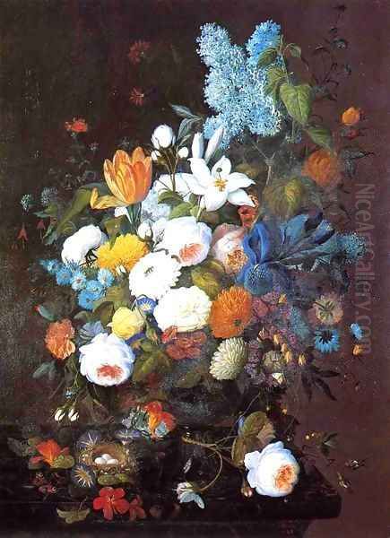 Still Life with Flowers 1848 Oil Painting by Severin Roesen