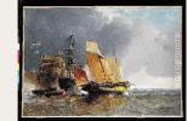 Voiliers Dans La Rade Oil Painting by Jules Achille-Noel