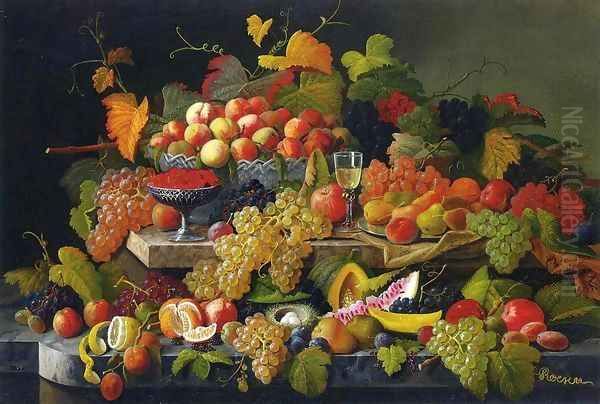 Still Life with Fruit 1857 Oil Painting by Severin Roesen