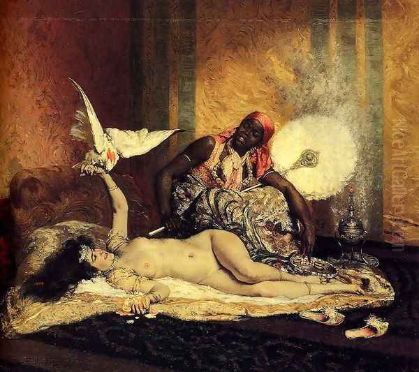 Odalisque (La Sultane) Oil Painting by Ferdinand Victor Leon Roybet