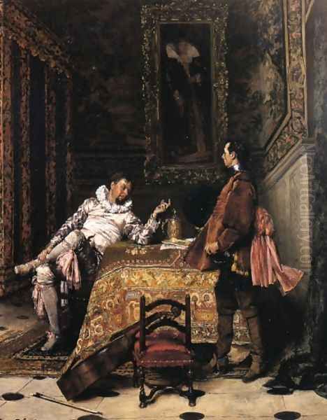 An Unexpected Guest Oil Painting by Ferdinand Victor Leon Roybet