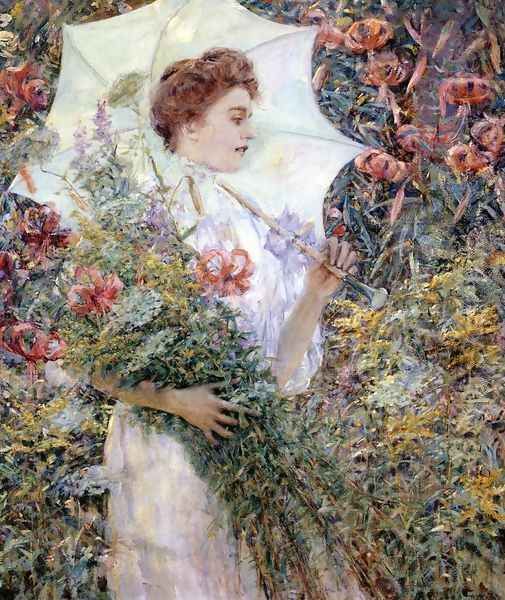 The White Parasol 1900 Oil Painting by Robert Reid