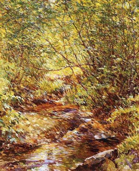 A Woodland Stream Oil Painting by Robert Reid