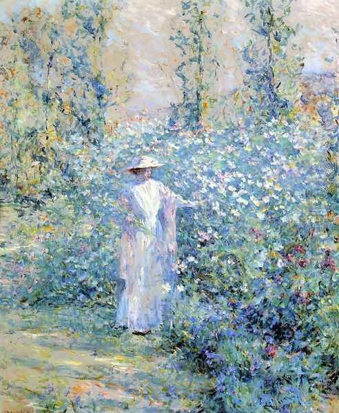 In the Flower Garden Oil Painting by Robert Reid