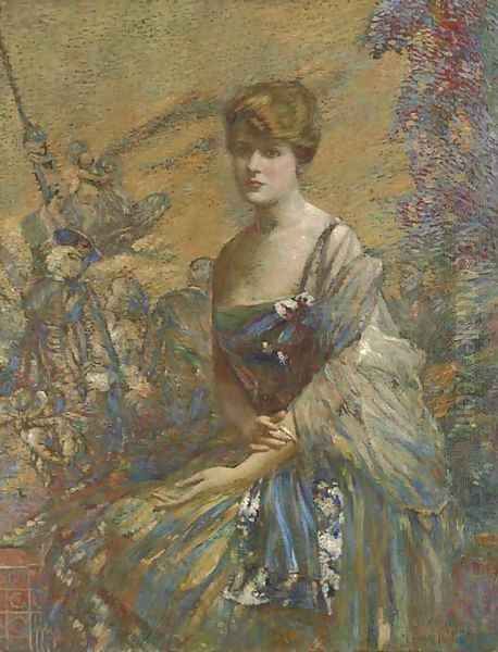 Lady in Blue Oil Painting by Robert Reid