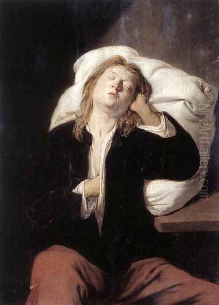 Man Sleeping c. 1649 Oil Painting by David The Younger Ryckaert