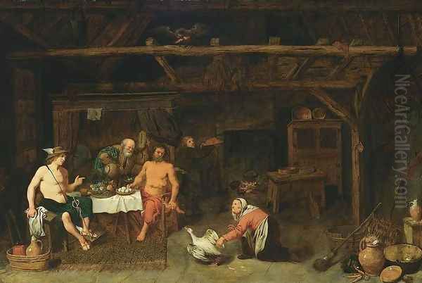 Philemon and Baucis Giving Hospitality to Jupiter and Mercury Oil Painting by David The Younger Ryckaert