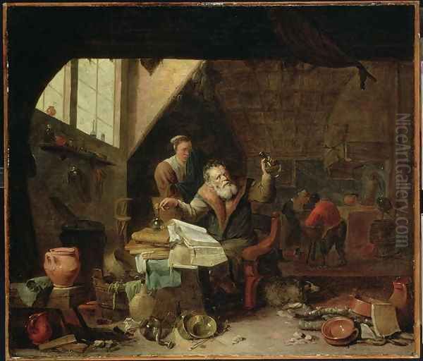 An Alchemist, c.1640 Oil Painting by David The Younger Ryckaert