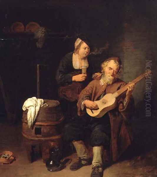 The Guitar Player, 1641 Oil Painting by David The Younger Ryckaert