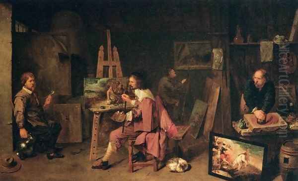 Painter's Studio Oil Painting by David The Younger Ryckaert