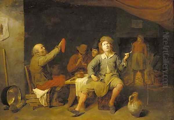 Peasants smoking in a tavern Oil Painting by David The Younger Ryckaert