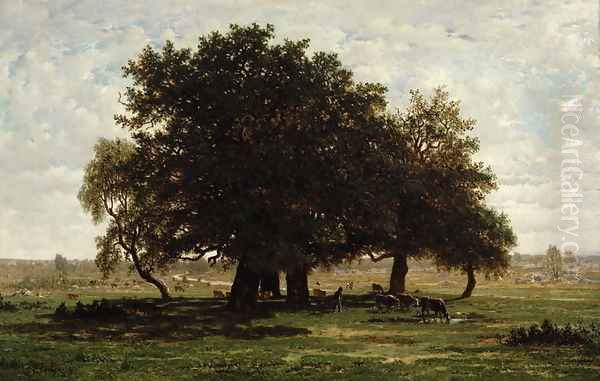 Holm Oaks, Apremont, 1850-52 Oil Painting by Theodore Rousseau