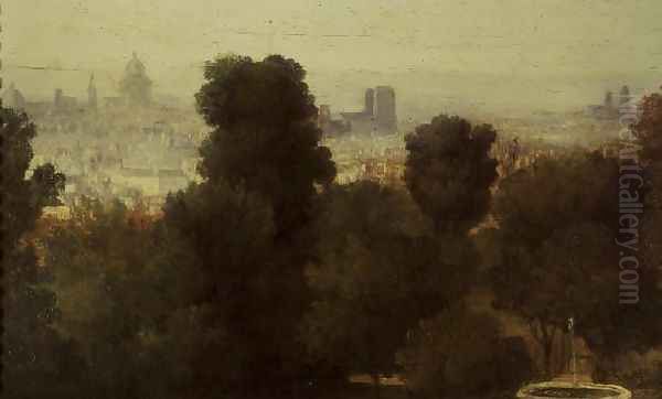 Paris seen from the Heights of Belleville, c.1830 Oil Painting by Theodore Rousseau