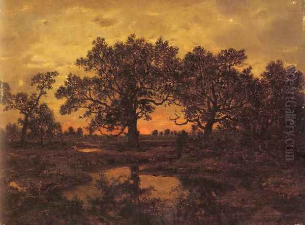 Coucher de Soleil Oil Painting by Theodore Rousseau