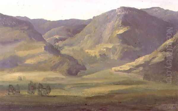 Mountainous landscape in Cantal, 1830 Oil Painting by Theodore Rousseau