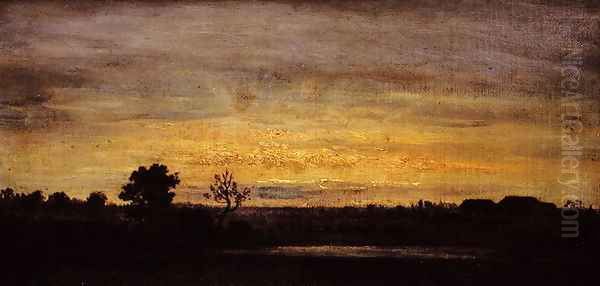 Dusk in Sologne Oil Painting by Theodore Rousseau