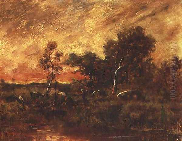 Wooded Landscape with a Faggot Gatherer Oil Painting by Theodore Rousseau