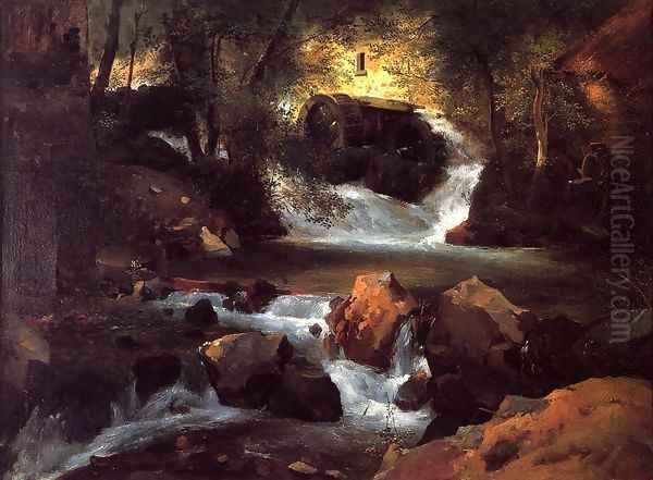 The Water Mill 1829 Oil Painting by Theodore Rousseau