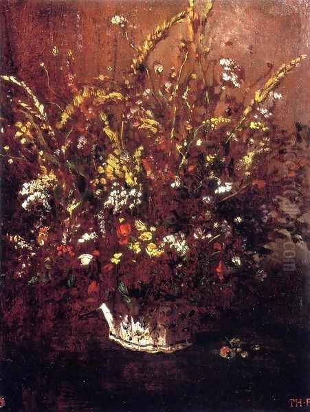 Flower Study 1853-1854 Oil Painting by Theodore Rousseau