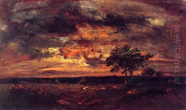 Twilight Landscape 1850 Oil Painting by Theodore Rousseau