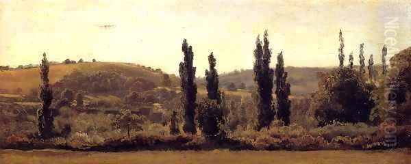 Landscape with Poplars 1831-1833 Oil Painting by Theodore Rousseau